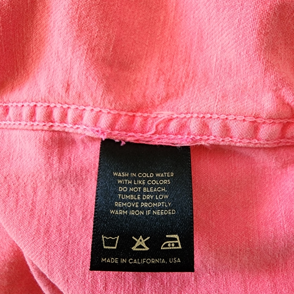J Brand-Christopher Kane jacket denim neon pink-peach button front sz lrg 🎉 HP - Picture 14 of 16